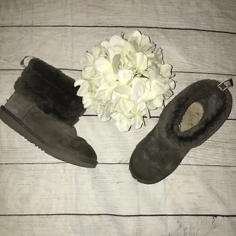UGG Kids' Fluff Mini Quilted Boots Charcoal